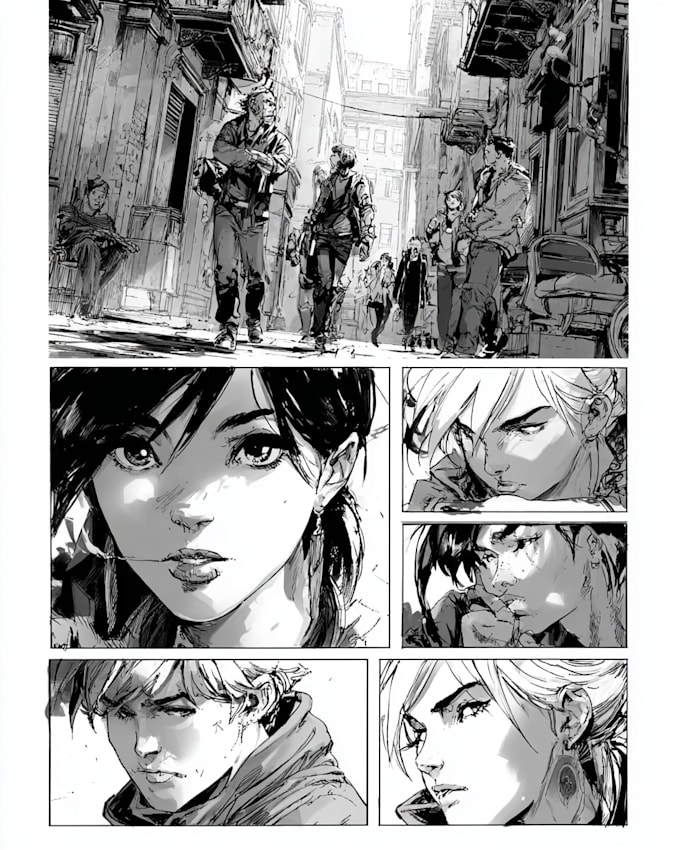 do a comic book page illustration