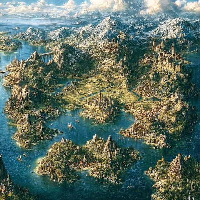 draw fantasy map or ship illustration with cool details