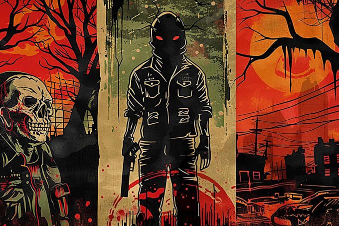 create distressed vintage retro comic art for posters