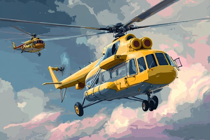 draw aircraft, helicopter, airplane into a vector