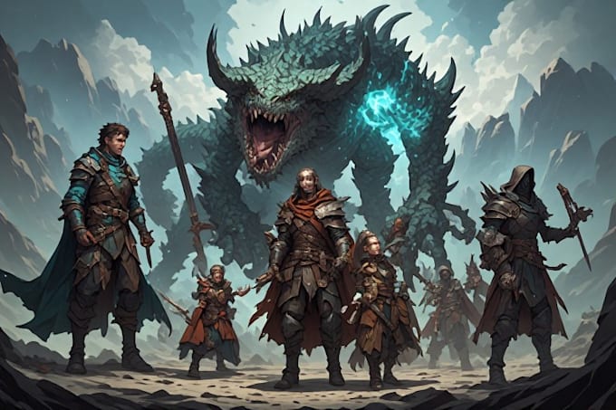 illutrate a fabulous custom dnd party portrait art