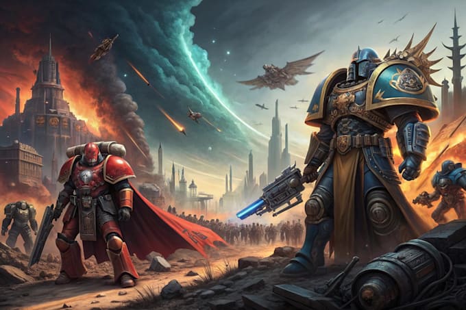 create beautiful digital warhammer 40k and illustrations