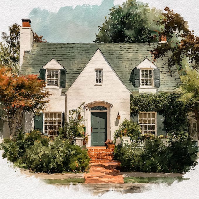 make a watercolor house illustration