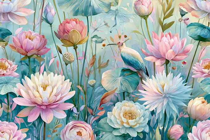 create unique watercolor seamless pattern design