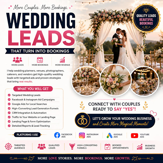 generate exclusive wedding leads, wedding facebook ads, wedding google ads