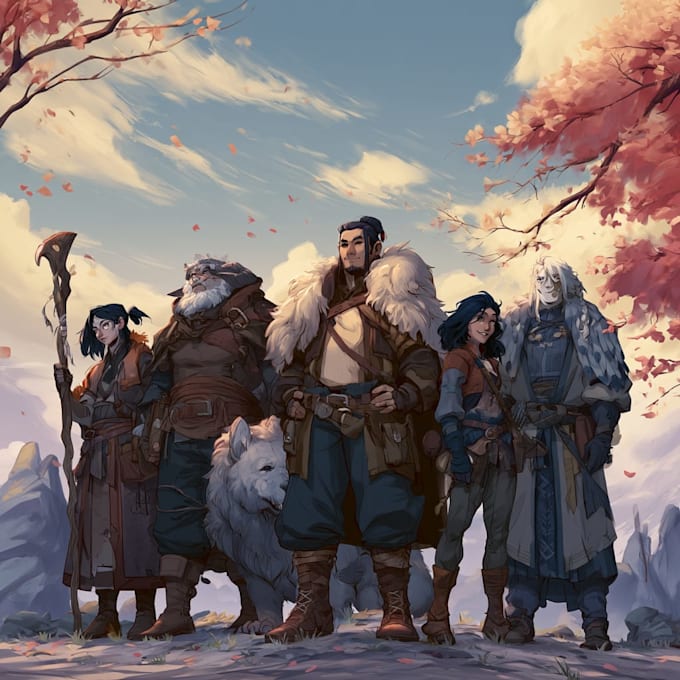 make a custom dnd party character illustrations