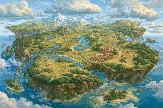 draw a fantasy map illustration