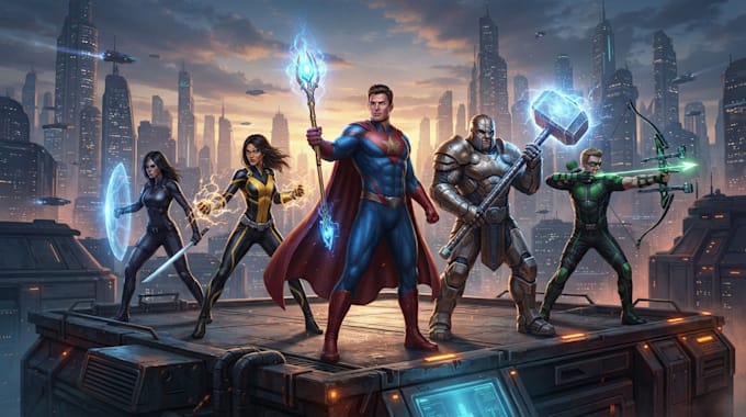 draw superhero cartoon character for you