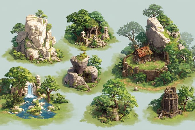 draw landscape illustration and background concept art, nft