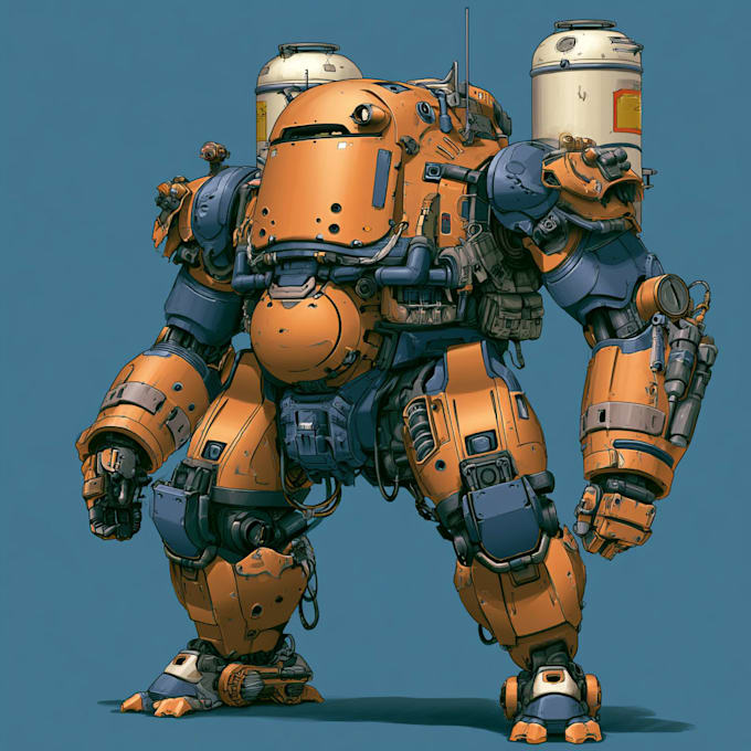 do anime style mecha robot illustrations