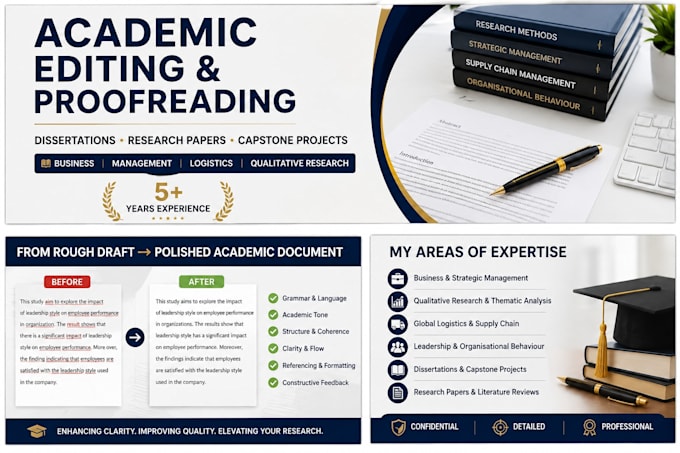 provide business research, strategic analysis and academic editing