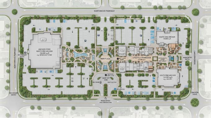 design shopping mall maps, retail directories and wayfinding plans
