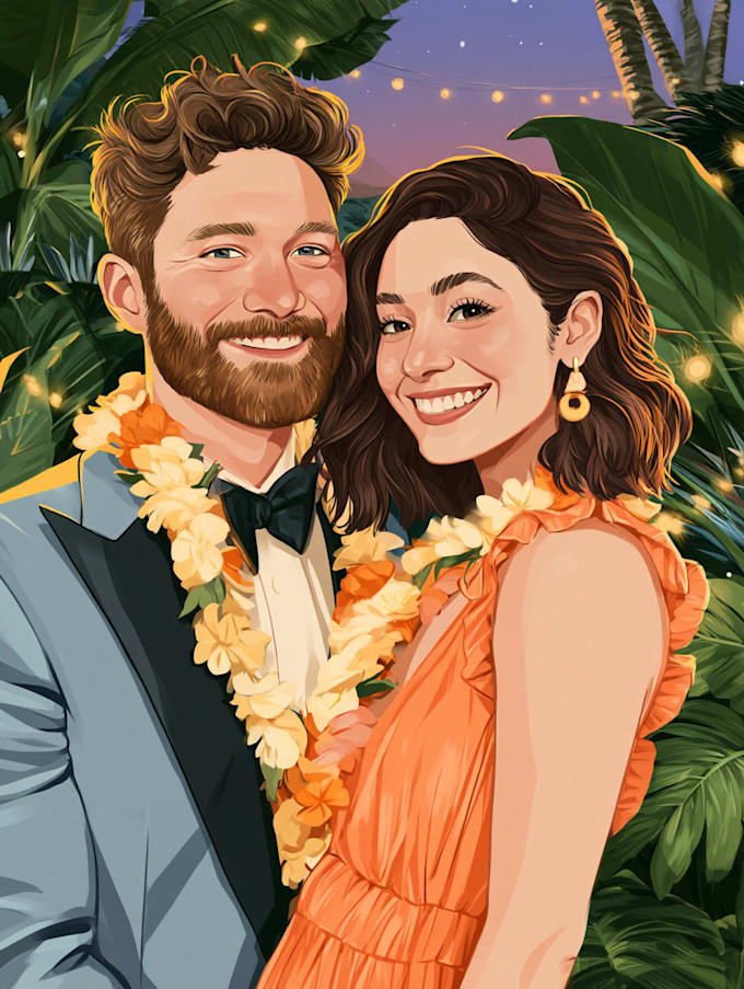 create couple portrait illustration for you