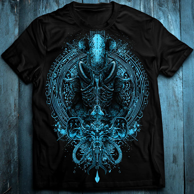 create a custom alien, horror, or fantasy tshirt design