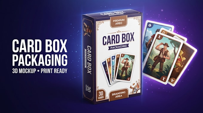 do board game packaging design, card box packaging, 3d mockup printable card box