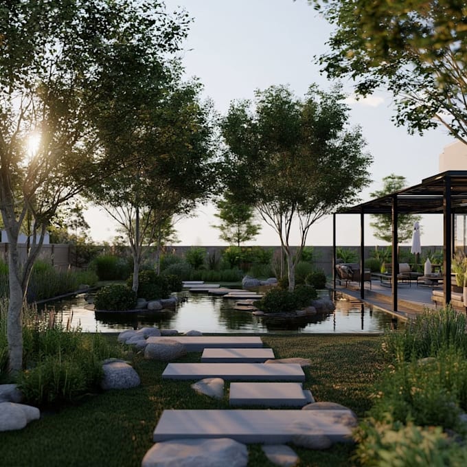 do design landscape for backyard, front yard, patio, garden