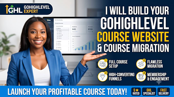 build a gohighlevel course website and do gohighlevel course migration