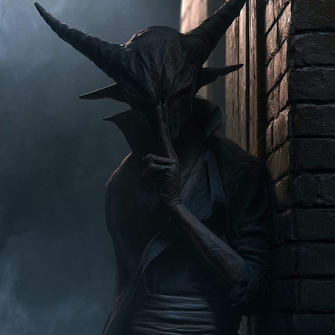 make a gothic punk dark fantasy character illustration