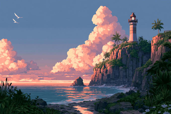 draw pixel art illustration or background