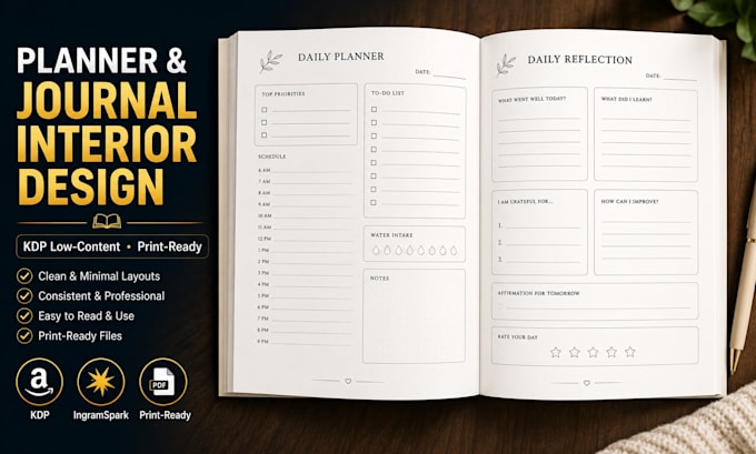 design and format your journal planner or workbook interior