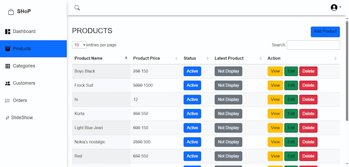 build a ecommerce website with an advanced admin