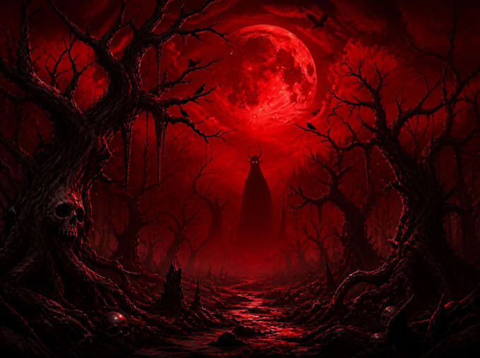 draw bloody horror illustration