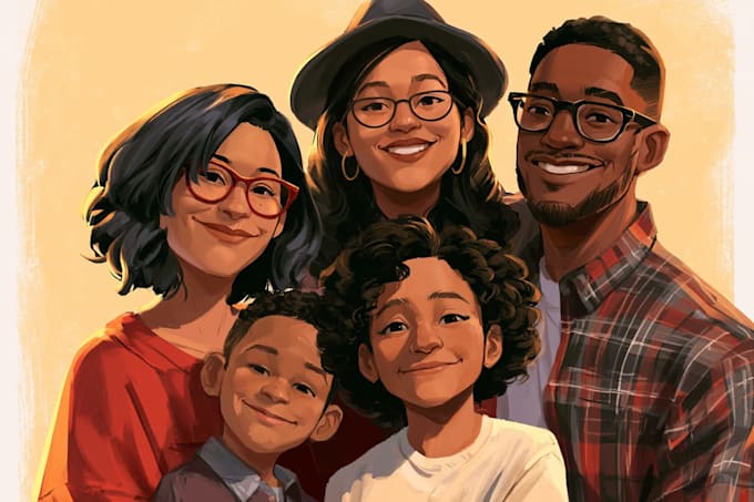 draw family portrait illustration