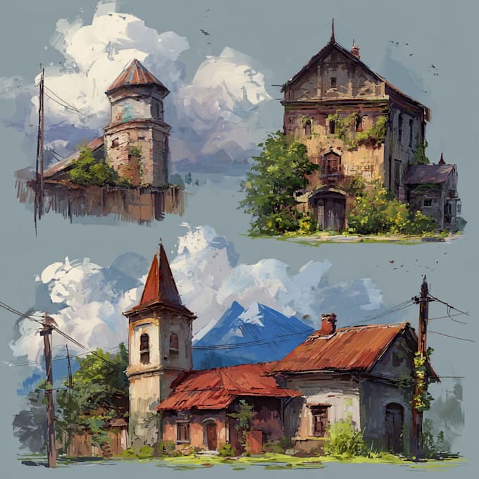 create 2d game environment concept art and illustration