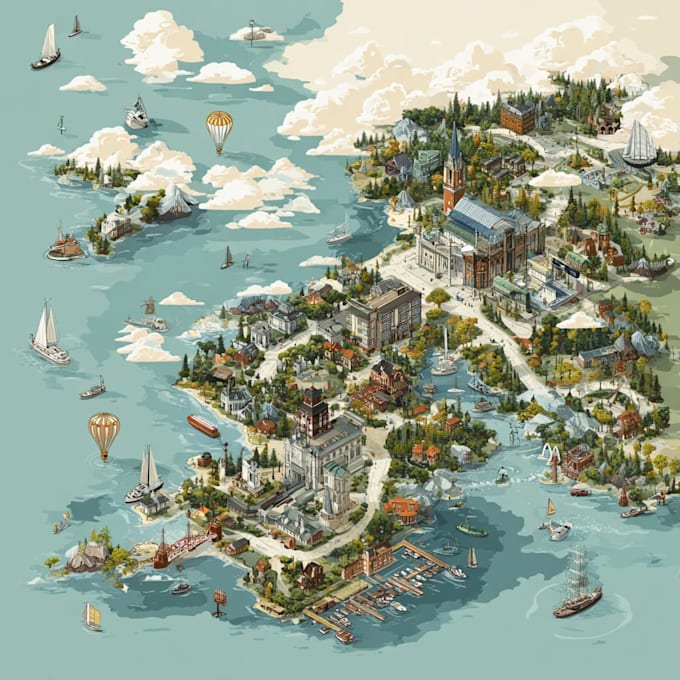 draw a unique vector or isometric map