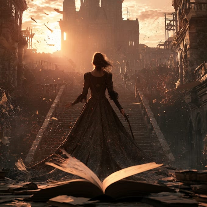 create an epic fantasy cover with magical artwork