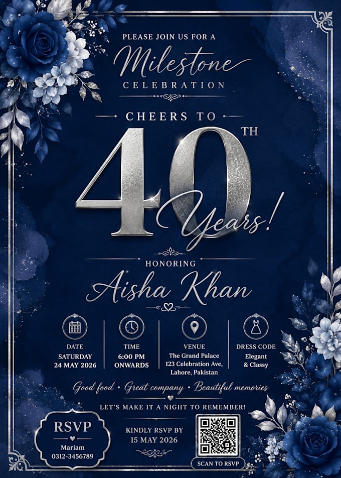 design elegant invitation design for milestone birthday
