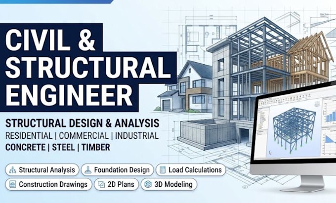 be your civil engineer, calculate and design civil engineer structures