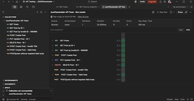 test your rest API using postman and provide a detailed QA report