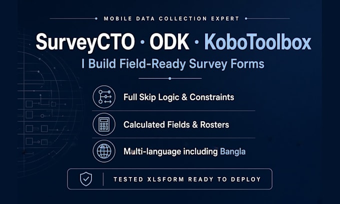 program your survey questionnaire in surveycto, odk or kobotoolbox