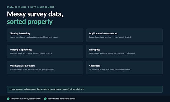 clean, label and prepare your survey data in stata with a documented do file