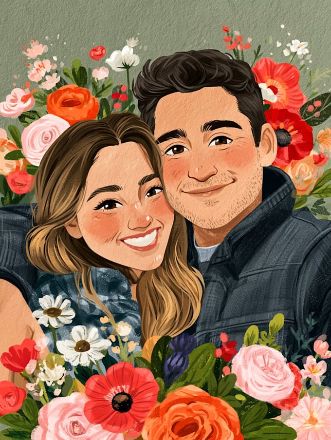 do couple caricature illustration for you