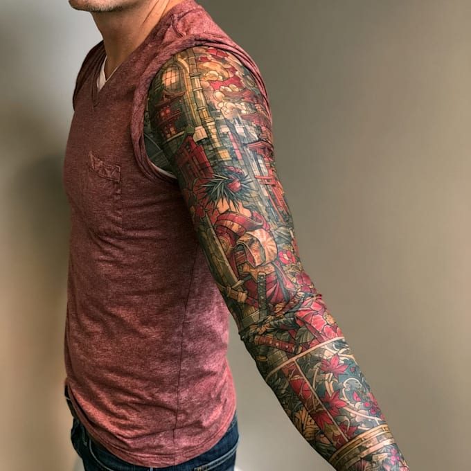draw an awesome tattoo sleeve art