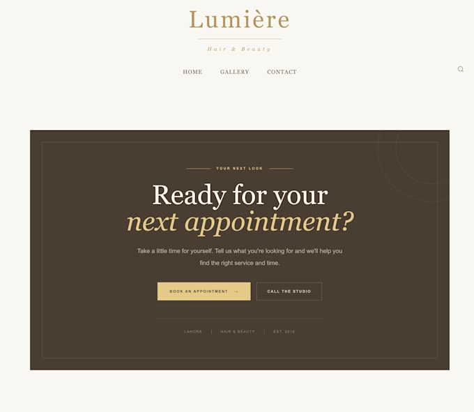 design beauty website, cosmetic website, salon website with booking system
