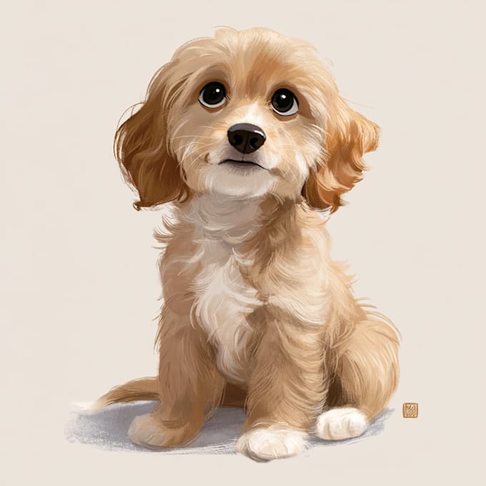 cute disney style pet portrait