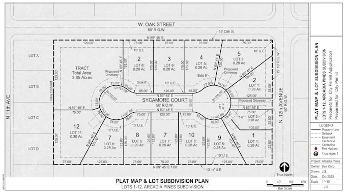 draw plot plan, lot subdivision, plat map, 2d site plan for city permit