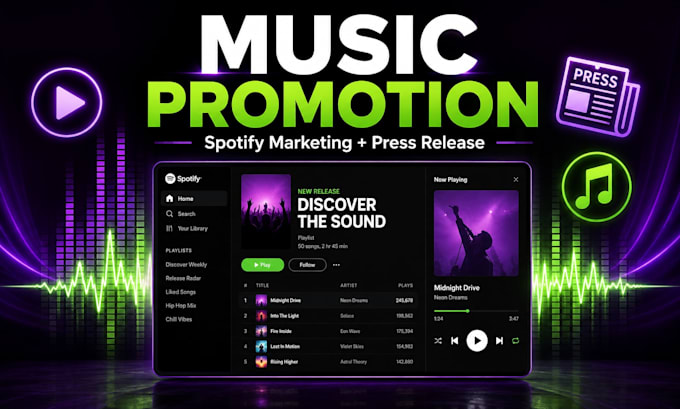 do music promotion, spotify playlist pitching and press release