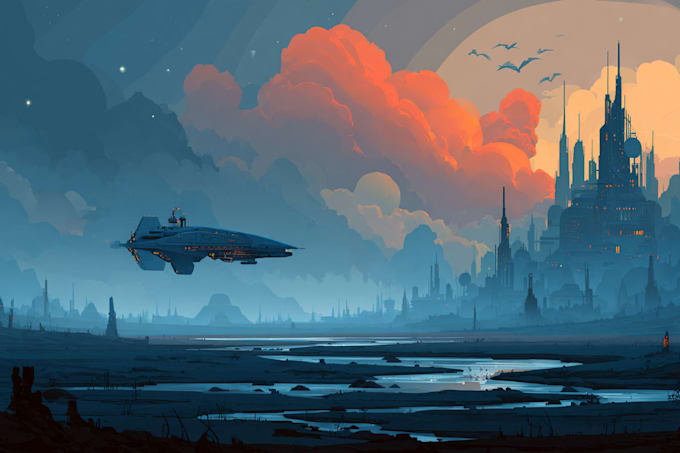 create stunning futuristic sci fi city concept art and environments