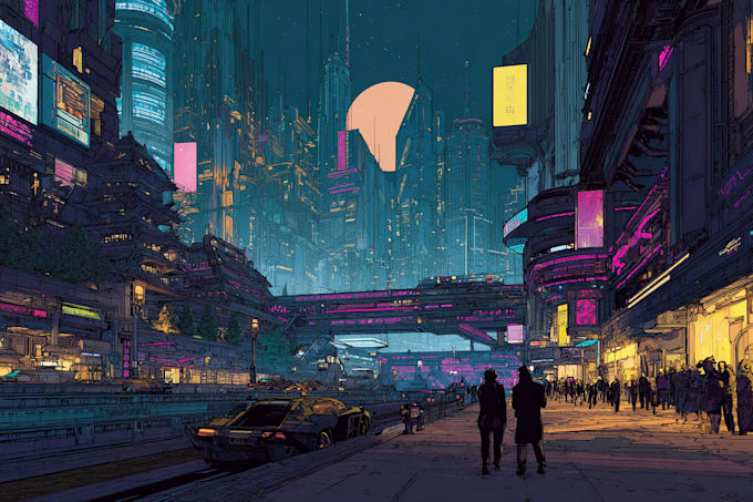 draw stunning sci fi character art and cyberpunk illustrations