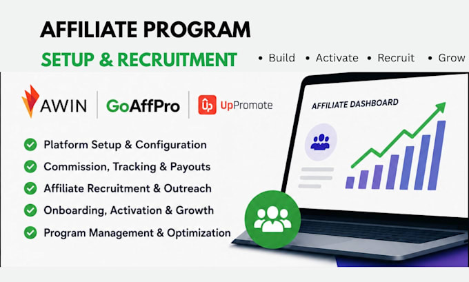 set up and recruit affiliates for your awin or goaffpro program