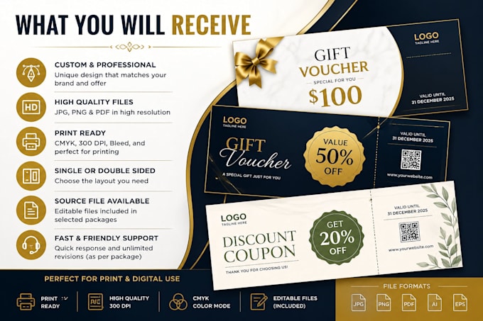 design professional gift vouchers, certificates and coupons