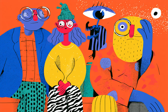 draw a cute and funny cartoon illustration