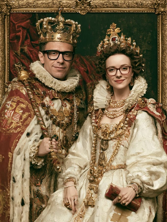 draw custom royal couple portraits for you