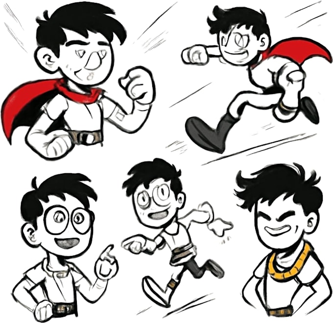 sketch cartoon characters and comic art