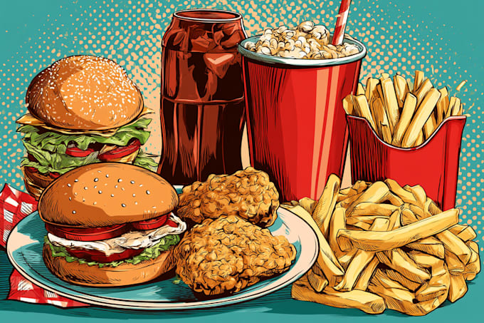 make a food pop art illustration