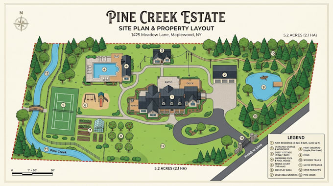 create a custom vector site plan, property map and layout illustration